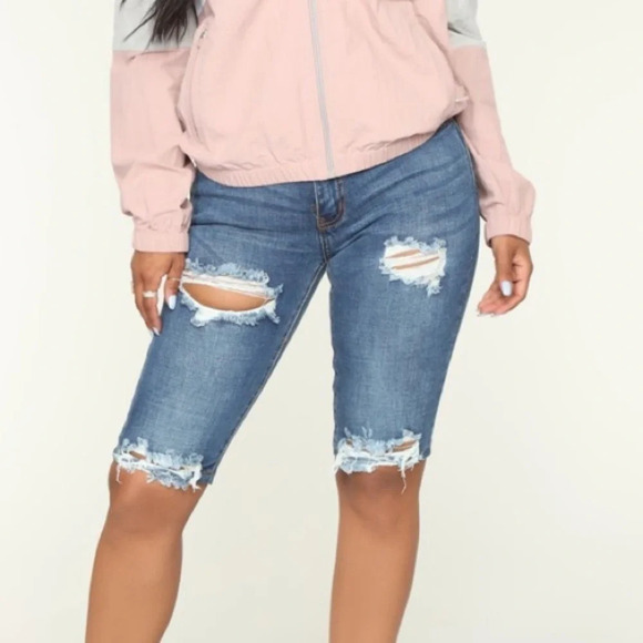 Fashion Nova Pants - Fashion Nova Distressed Bermuda Midi Short